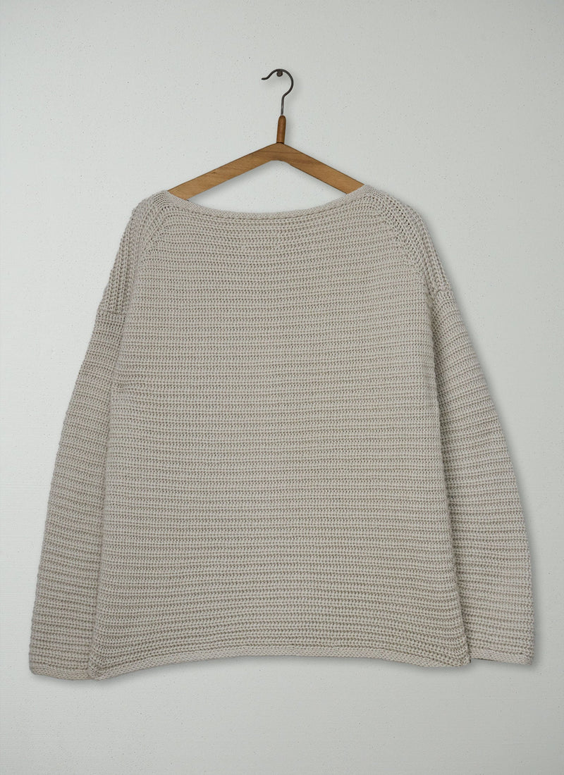 Reworn Fisherman Rib Easy Sweater Size S (683) | Bone