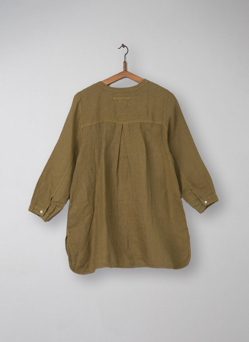 Reworn Linen Shirt Size XL (050) | Olive