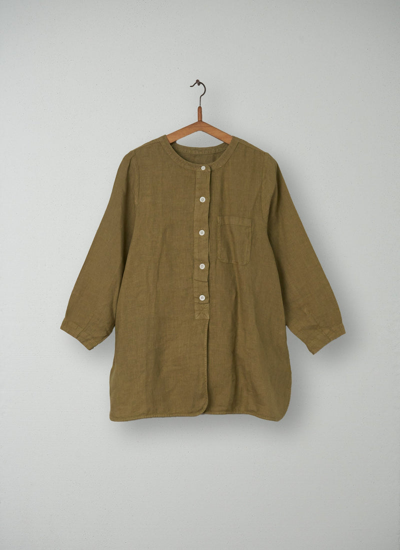 Reworn Linen Shirt Size XL (050) | Olive