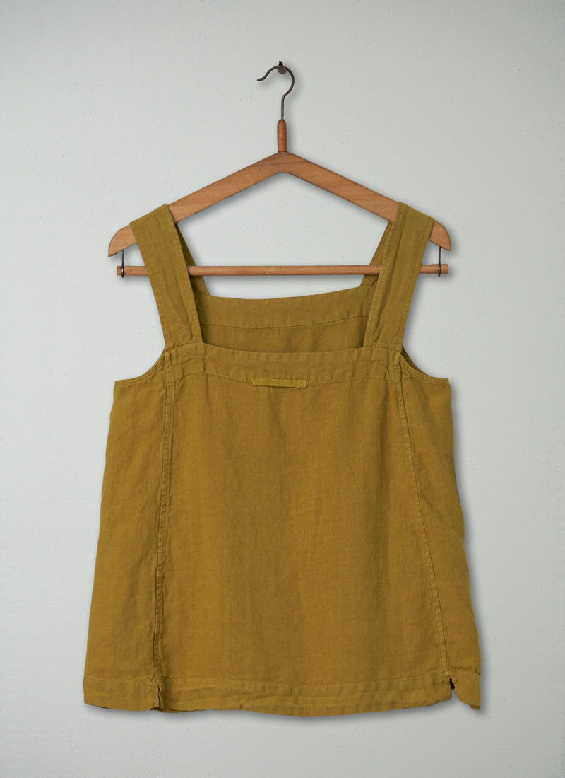 Reworn Linen Tank Top Size S (191) | Fenugreek