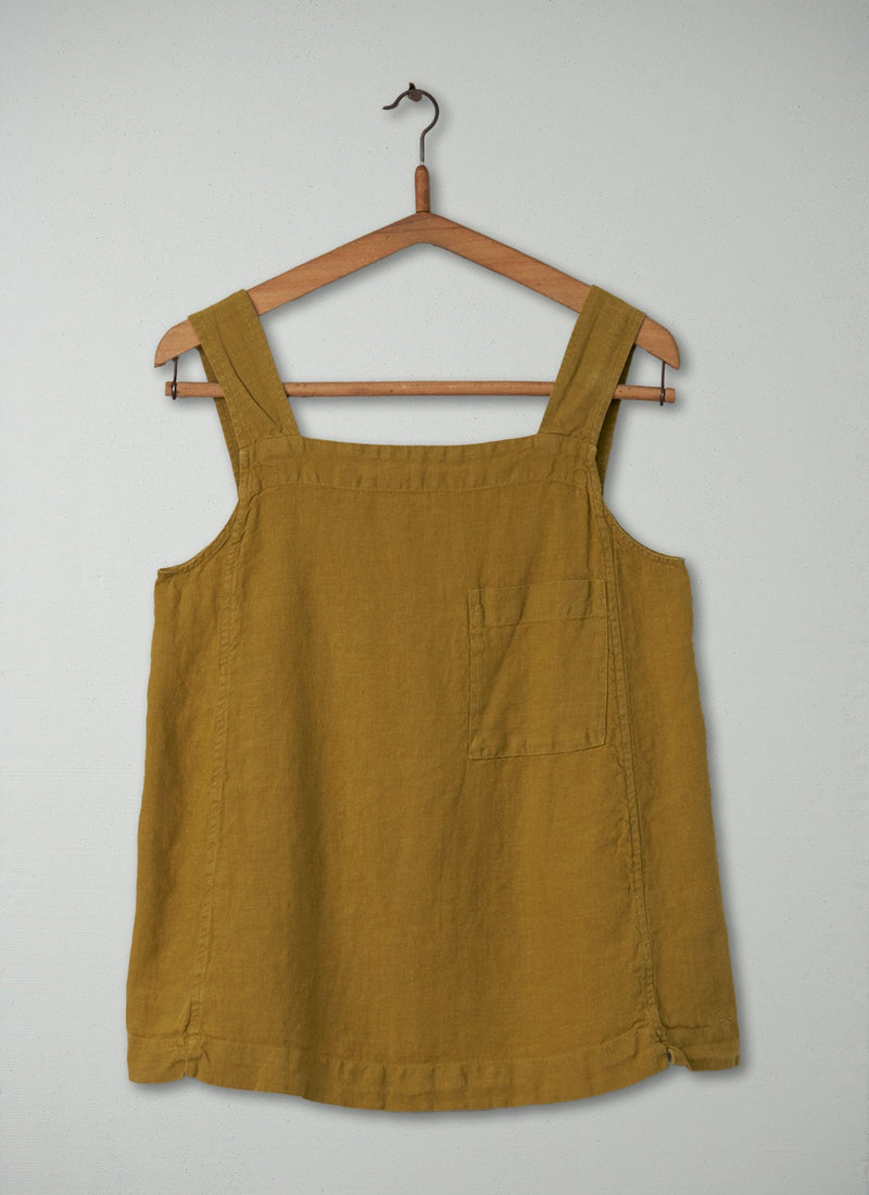 Reworn Linen Tank Top Size S (191) | Fenugreek