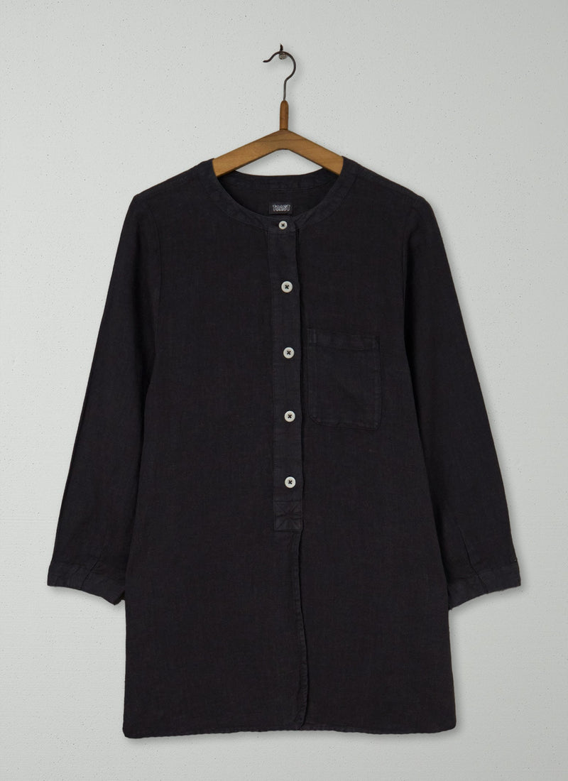 Reworn Linen Shirt Size XS (771) | Black Coffee