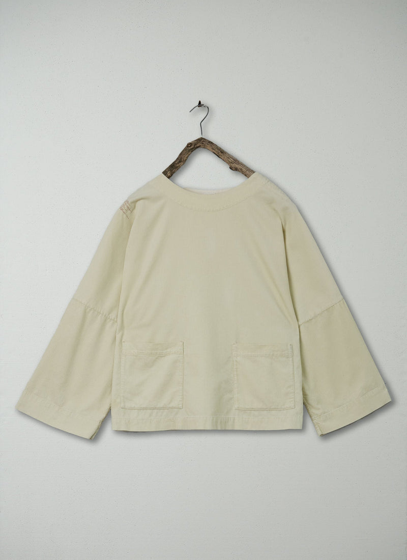 Renewed Button Shoulder Organic Cord Smock Size M (58) | Chalk