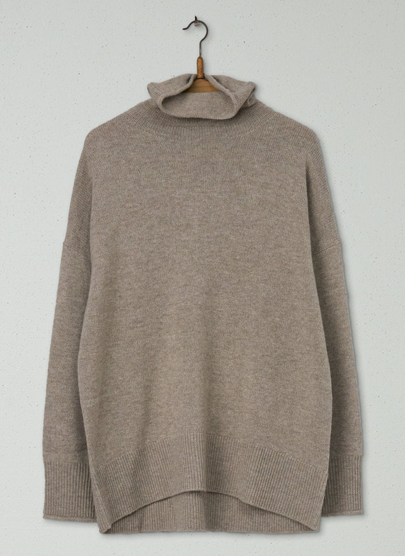Reworn Roll Neck Cashmere Sweater Size M (516) | Oatmeal