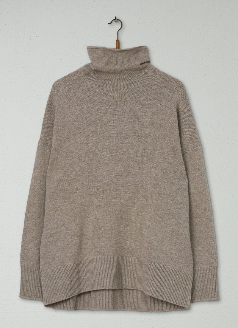 Reworn Roll Neck Cashmere Sweater Size M (516) | Oatmeal