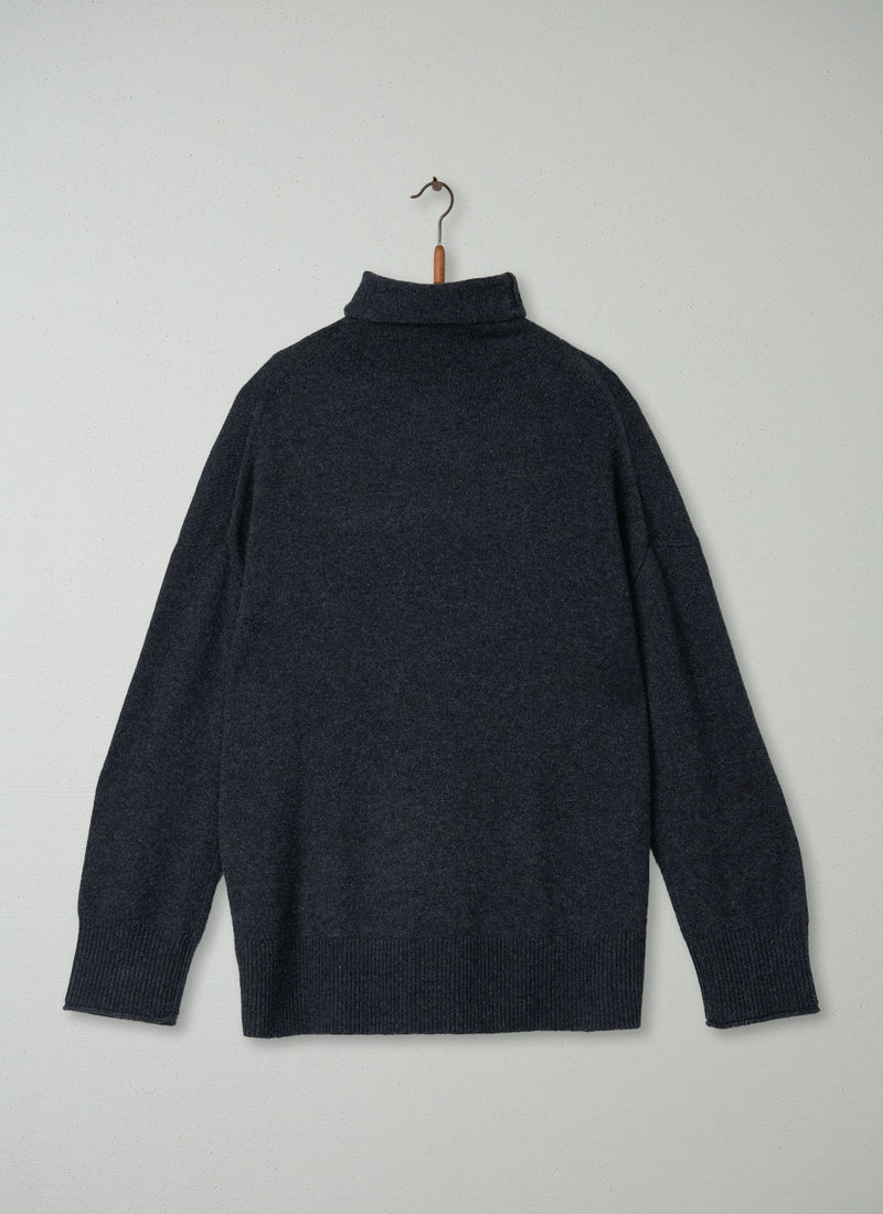 Reworn Roll Neck Cashmere Sweater Size S (101) | Charcoal