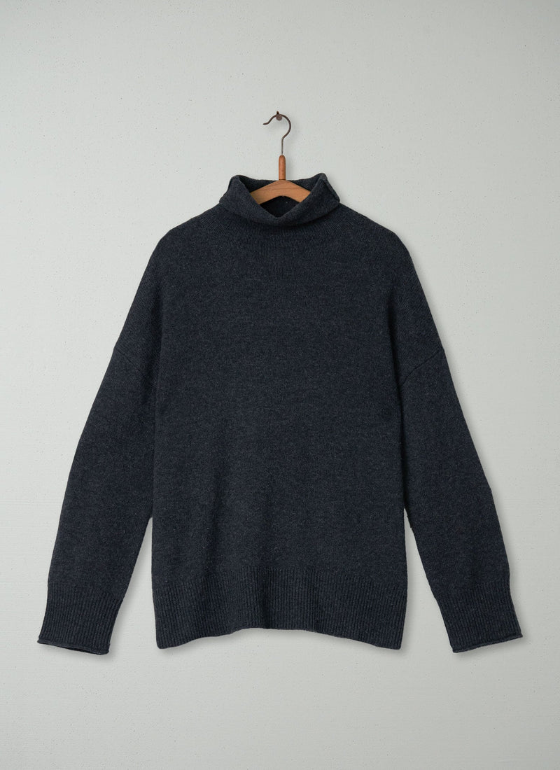 Reworn Roll Neck Cashmere Sweater Size S (101) | Charcoal