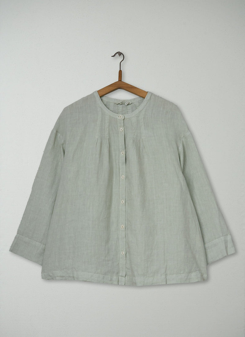 Reworn Linen Tie Shirt Size L (1244) | Mist Blue
