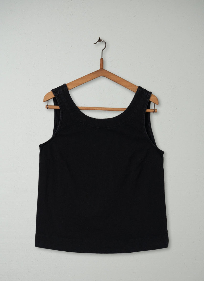 Reworn Button Back Top Size M (027) | Black