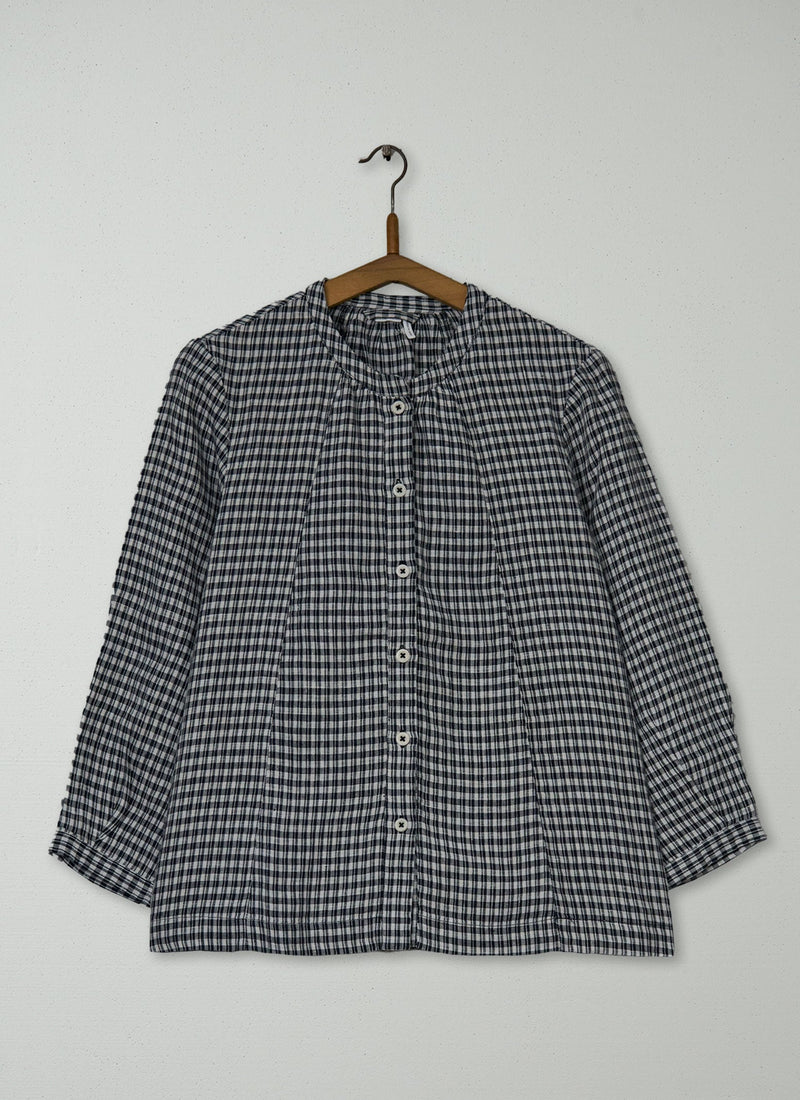 Reworn Check Linen Shirt Size S (980) | Multi
