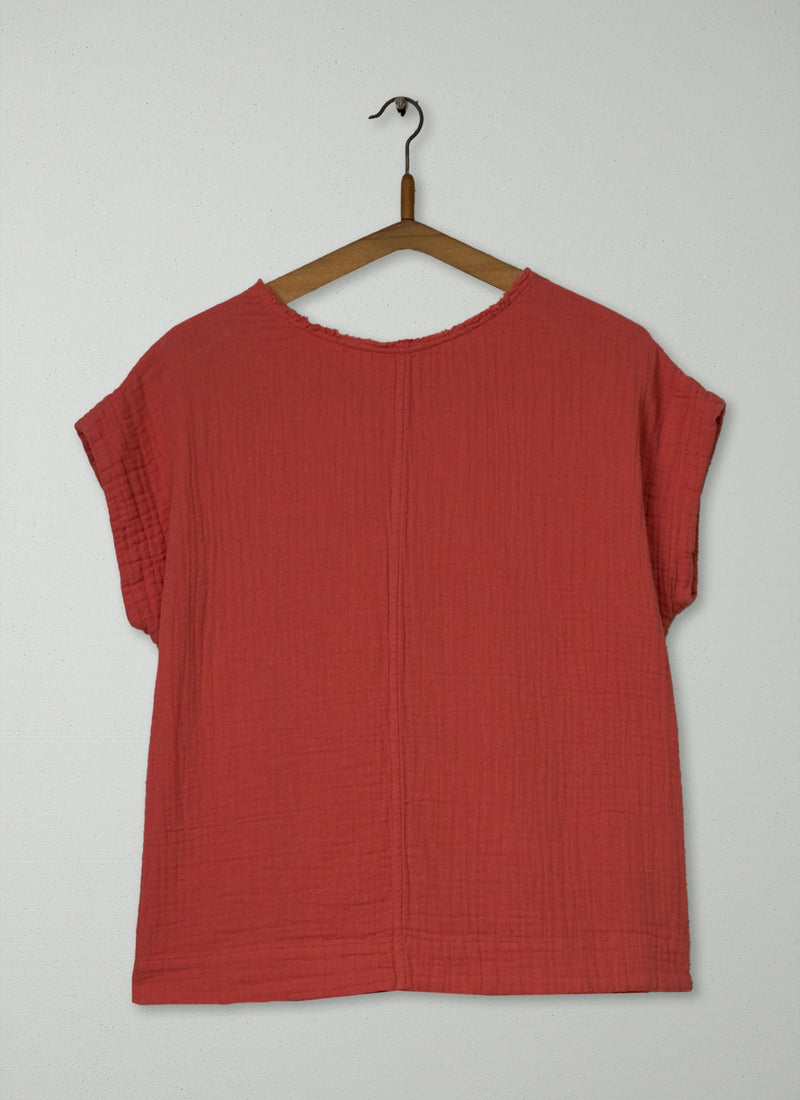Reworn Crinkle Cotton Gauze Top Size S (928) | Poppy