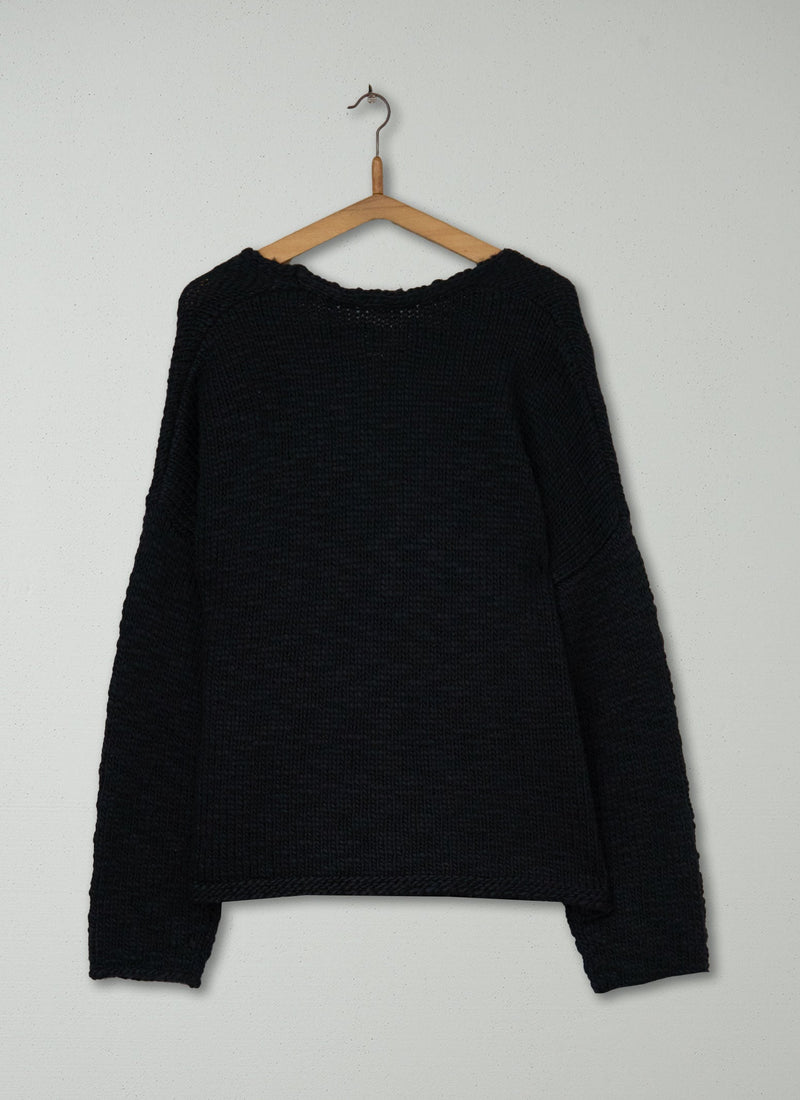 Reworn Wool Knitted Wrap Jacket Size M (731) | Black