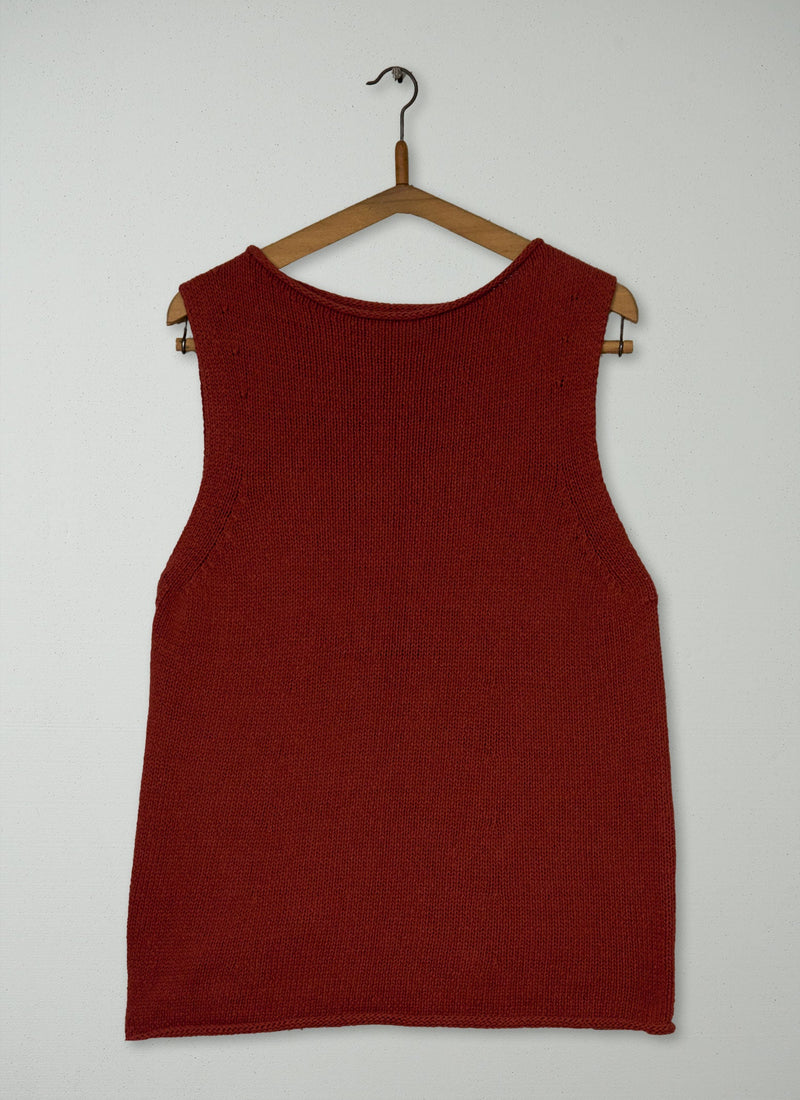 Reworn Linen Cotton Knitted Tank Size M (526) | Red Fig