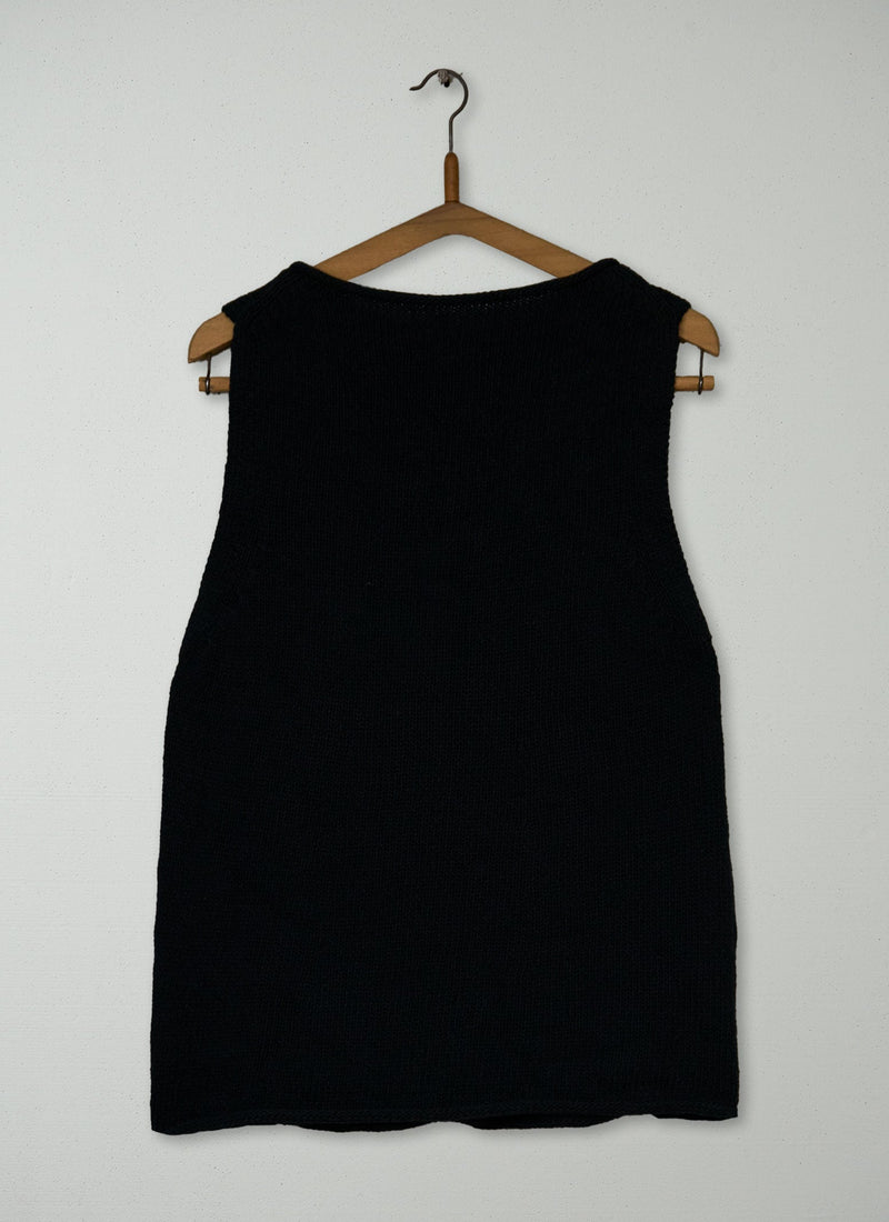Reworn Linen Cotton Knit Tank Size S (528) | Slate