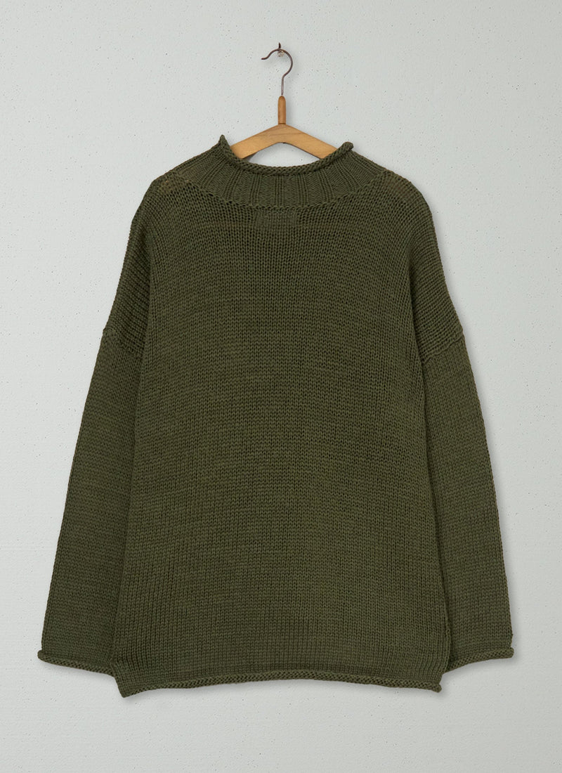 Reworn Cotton Easy Sweater Size SM (397) | Olive
