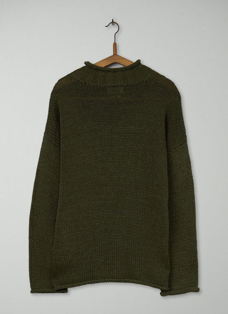 Reworn Cotton Easy Sweater Size XXSXS (421) | Olive
