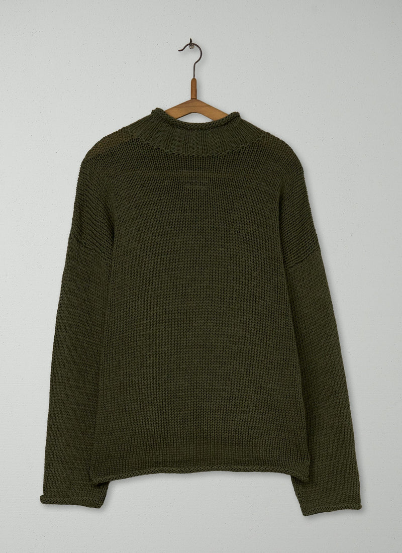 Reworn Cotton Easy Sweater Size XXSXS (421) | Olive