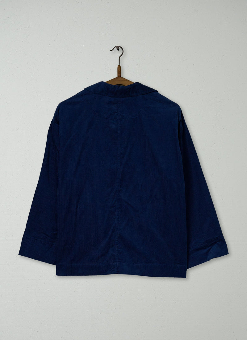 Reworn Cotton Cord Shirt Size M (853) | Denim Blue