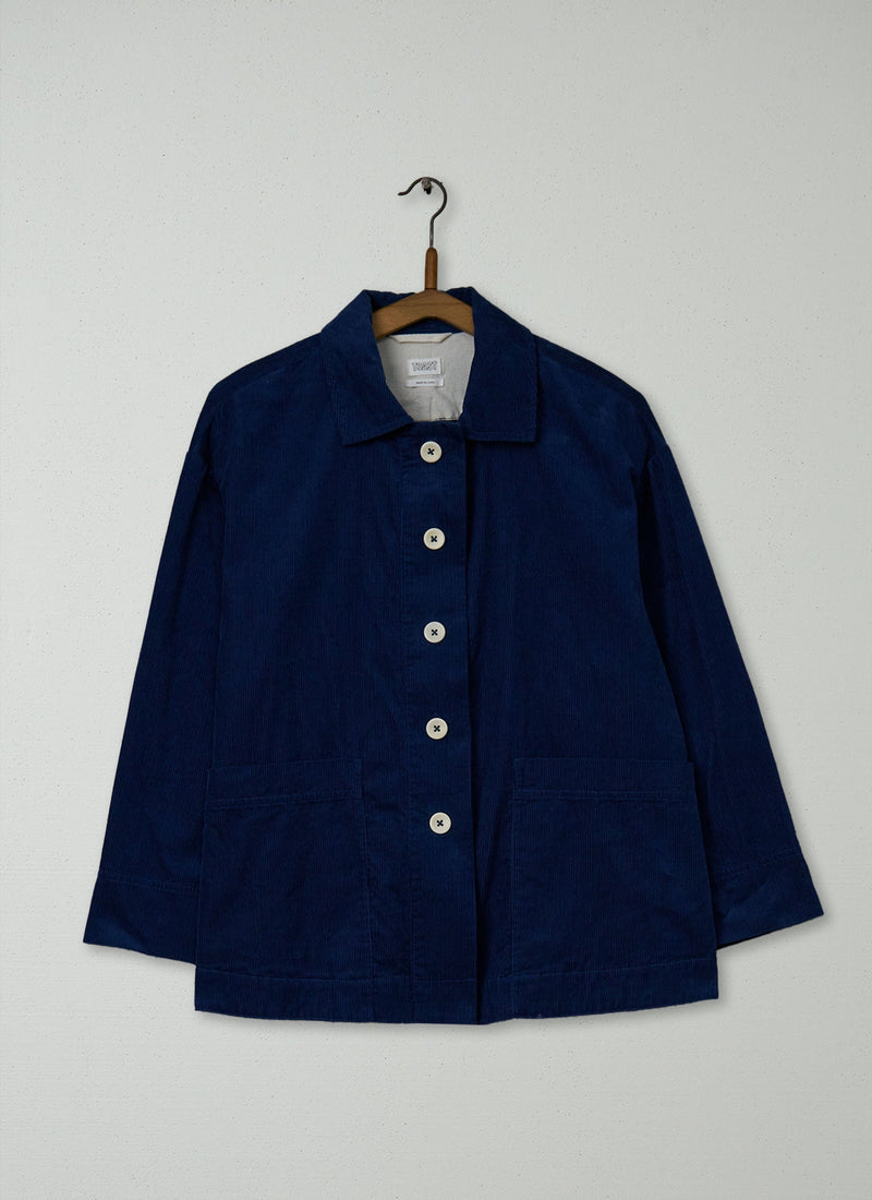 Reworn Cotton Cord Shirt Size M (853) | Denim Blue