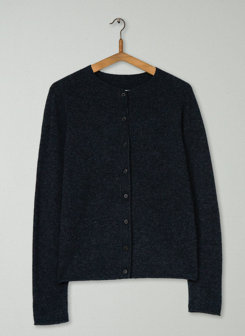 Reworn Neat Wool Cashmere Cardigan Size S (547) | Charcoal