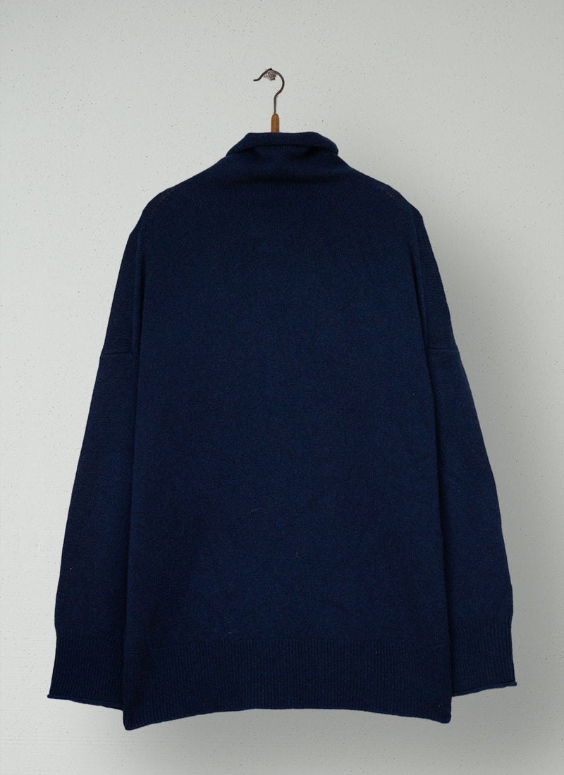 Reworn Wool Cashmere Roll Neck Sweater Size XS (710) | Ink Blue