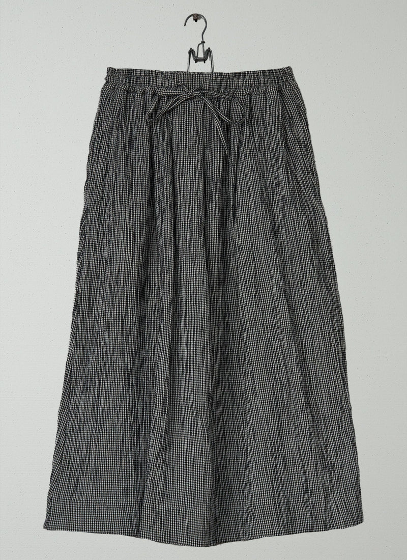 Reworn Crinkle Cotton Gingham Skirt Size S (294) | Multi