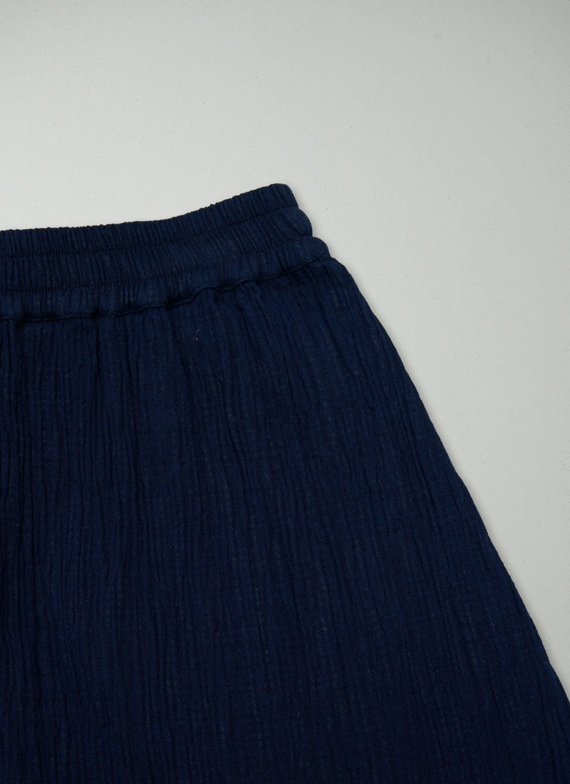 Reworn Crinkle Cotton Skirt Size M (228) | Indigo