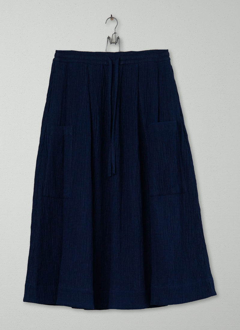 Reworn Crinkle Cotton Skirt Size M (228) | Indigo