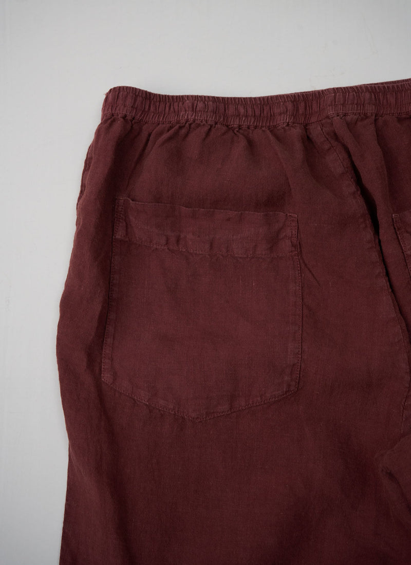 Reworn Linen Pull On Trousers Size M (124) | Bitter Chocolate