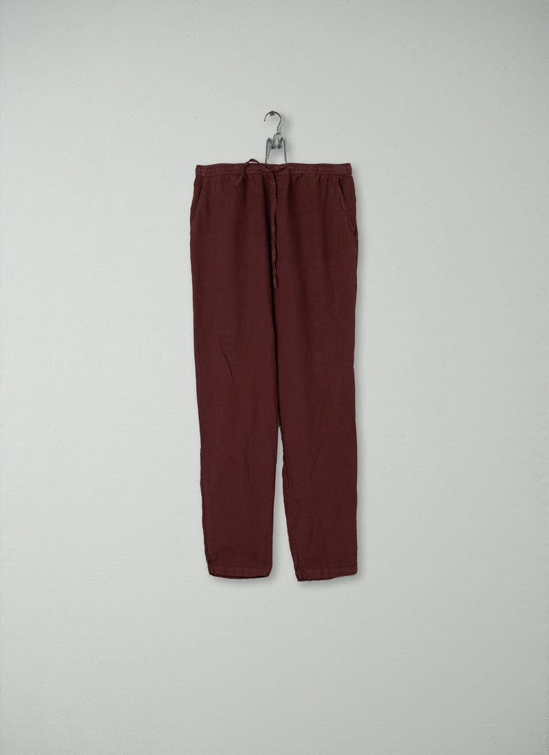 Reworn Linen Pull On Trousers Size M (124) | Bitter Chocolate