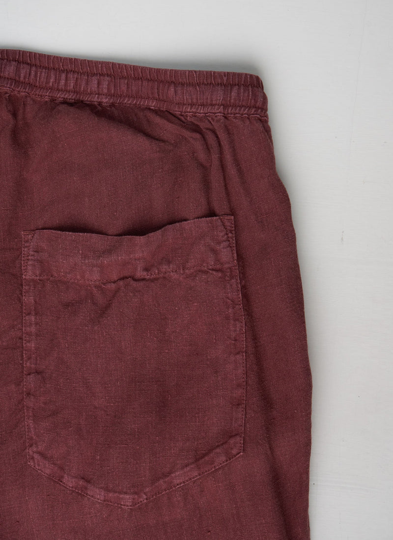 Reworn Linen Pull On Trousers Size M (249) | Bitter Chocolate