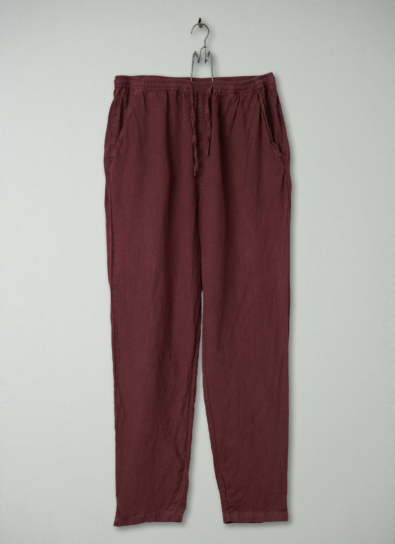 Reworn Linen Pull On Trousers Size M (249) | Bitter Chocolate