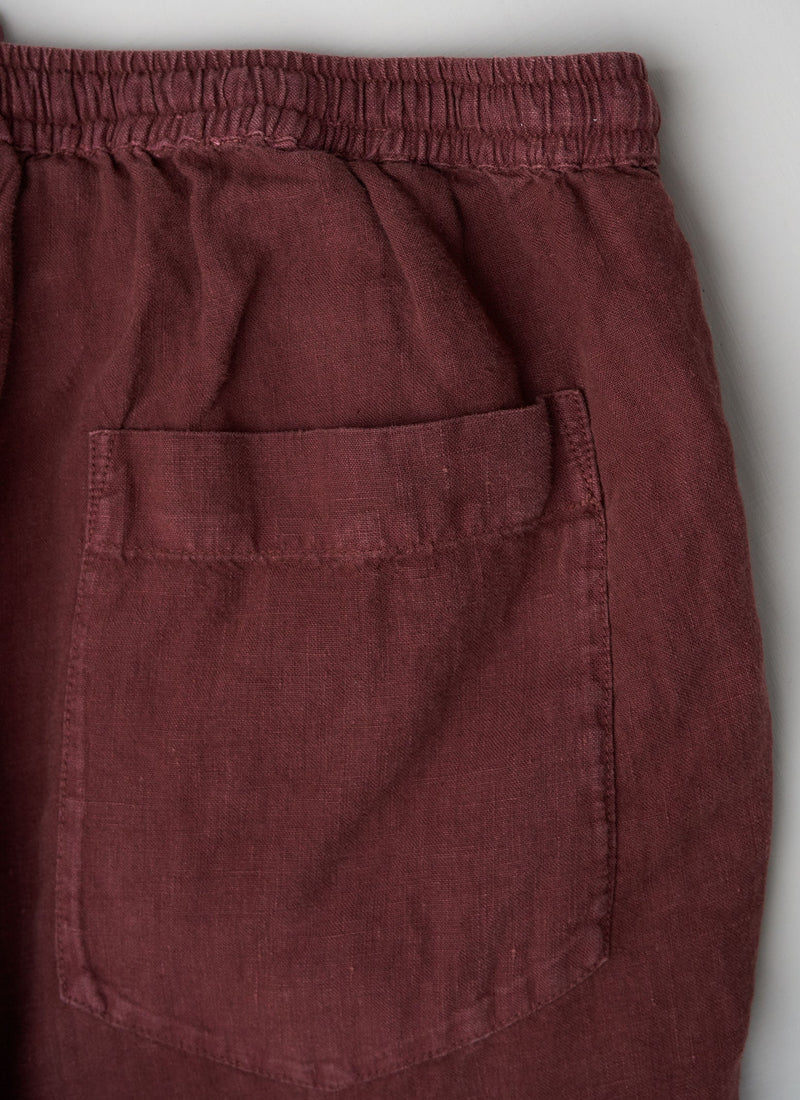 Reworn Linen Pull On Trousers Size M (263) | Bitter Chocolate