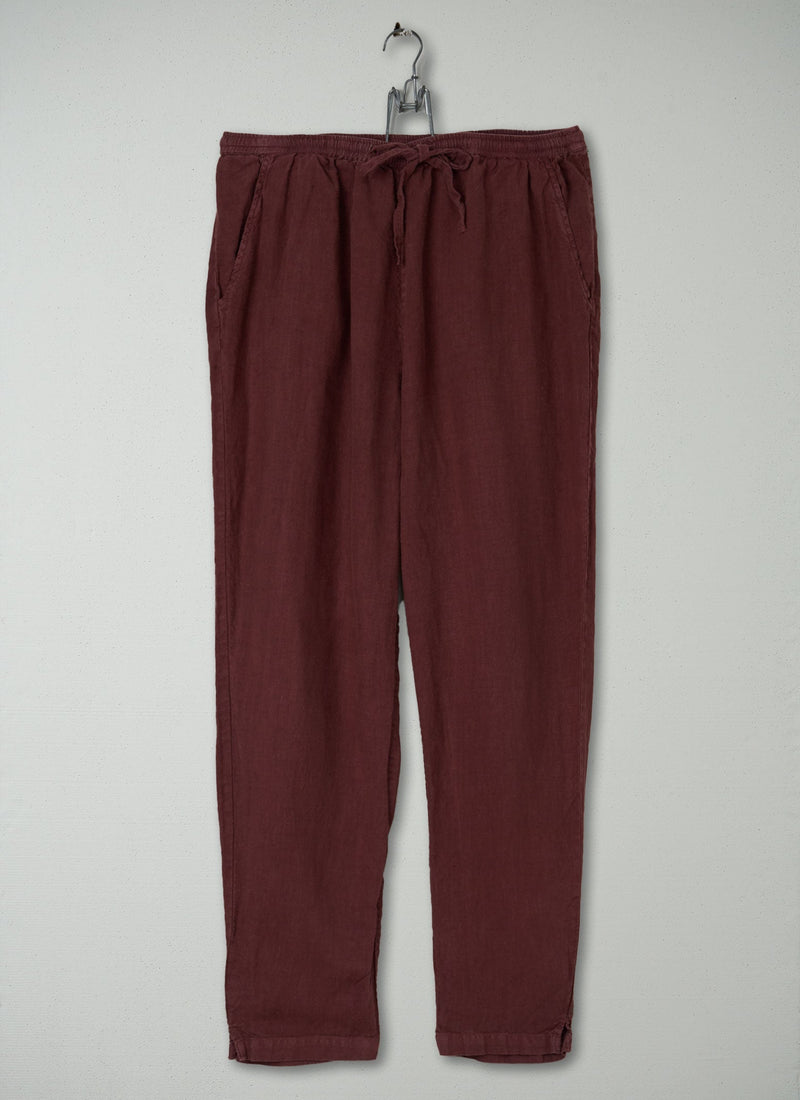 Reworn Linen Pull On Trousers Size M (263) | Bitter Chocolate