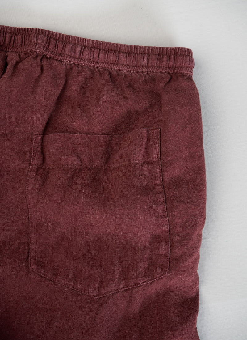 Reworn Linen Pull On Trousers Size M (299) | Bitter Chocolate