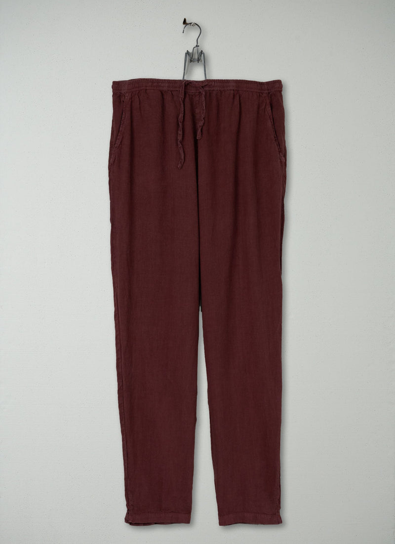 Reworn Linen Pull On Trousers Size M (299) | Bitter Chocolate