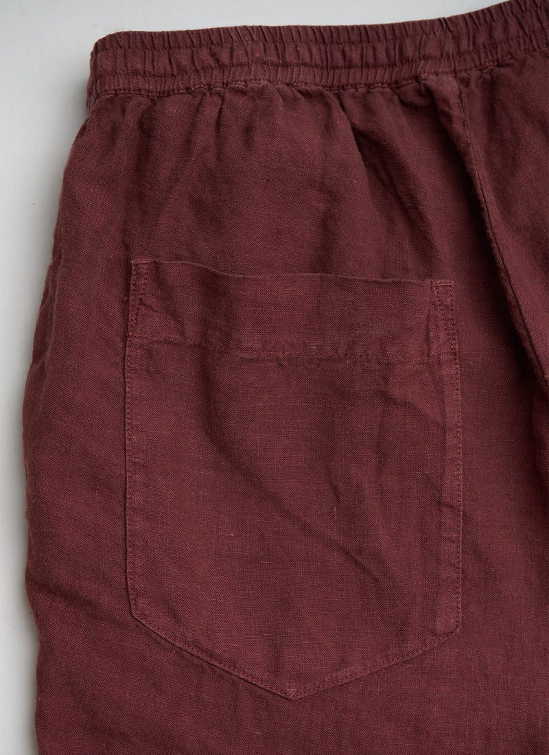 Reworn Linen Pull On Trousers Size S (234) | Bitter Chocolate