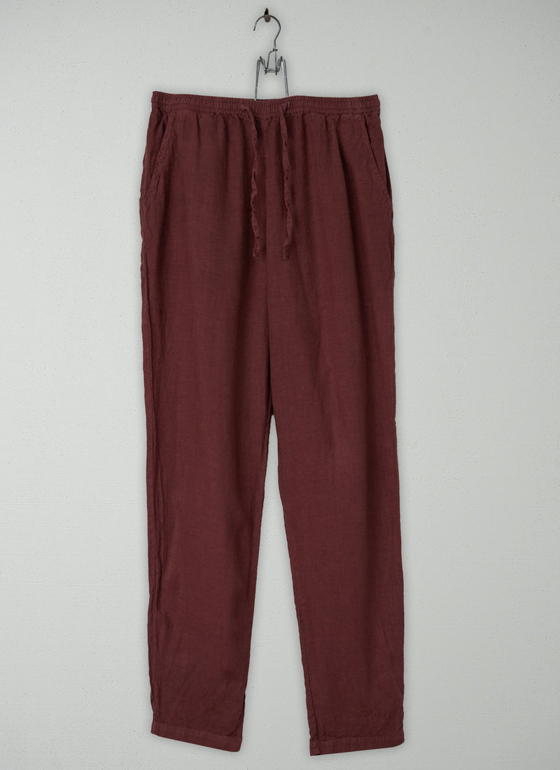 Reworn Linen Pull On Trousers Size S (234) | Bitter Chocolate