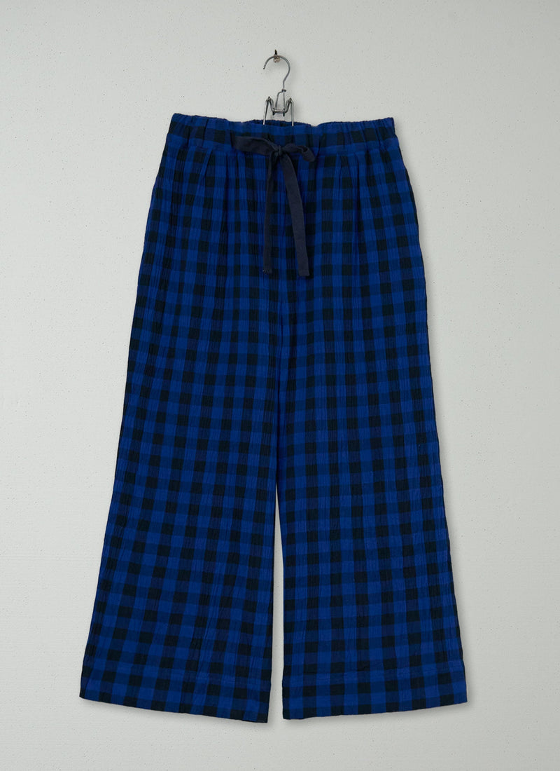 Reworn Crinkle Cotton Gingham Trousers Size XS (1089) | Multi