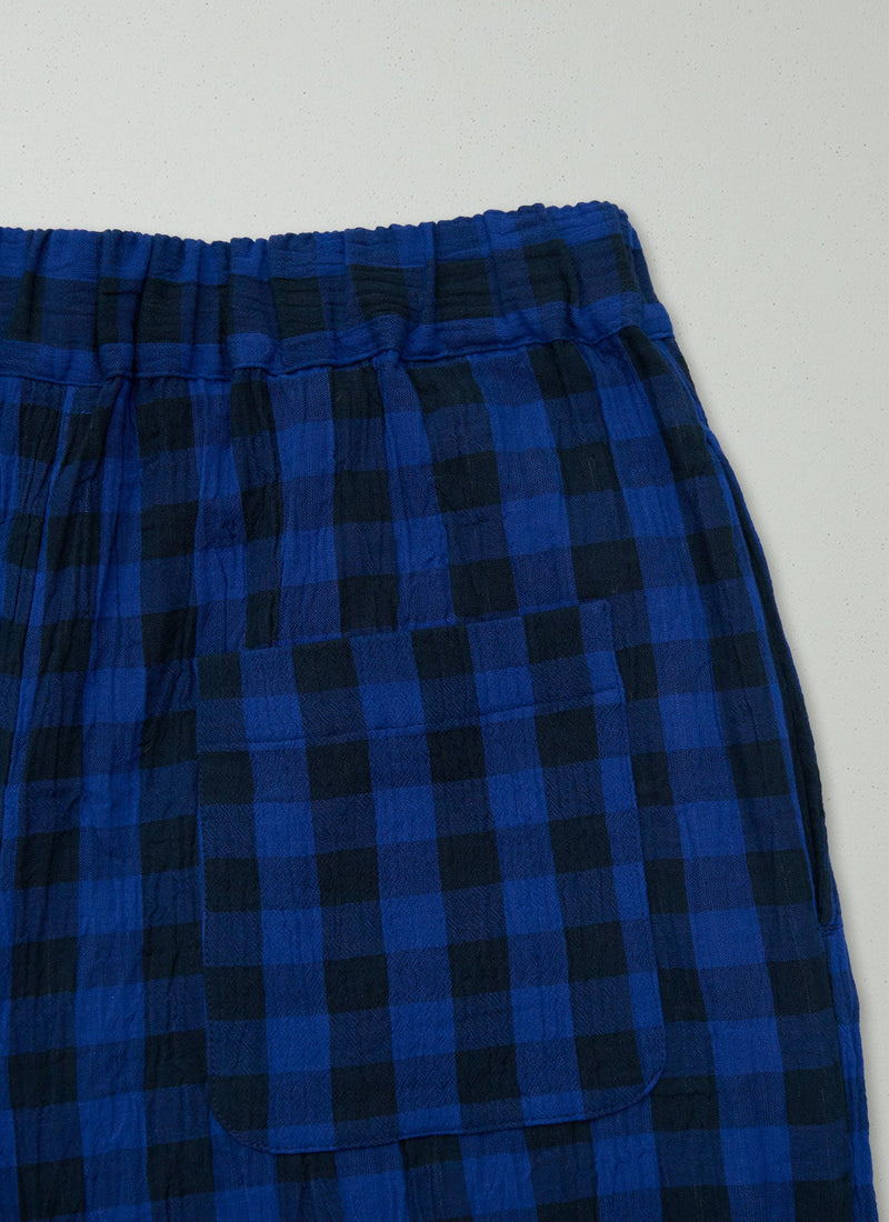 Reworn Crinkle Cotton Gingham Trousers Size XS (902) | Multi