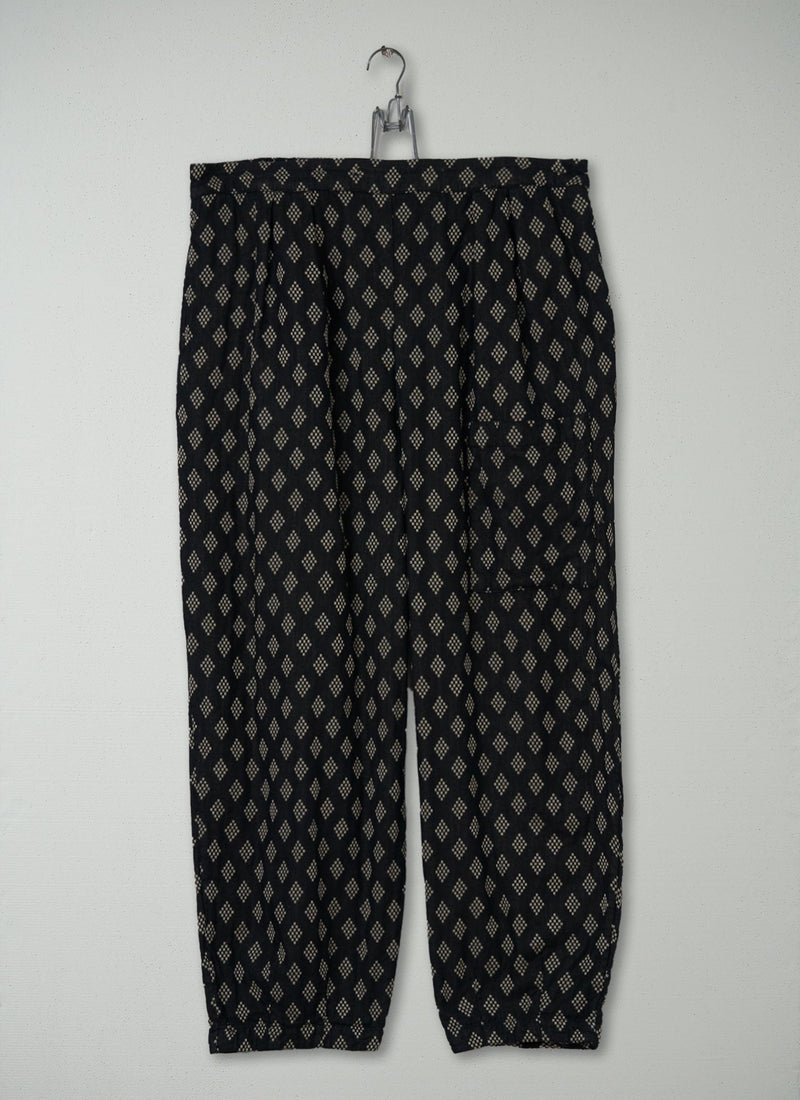 Reworn Diamond Cotton Trousers Size L (328) | Ink/Stone