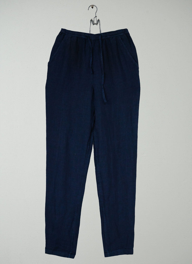 Reworn Linen Pull On Trousers Size XXS (1200) | Midnight
