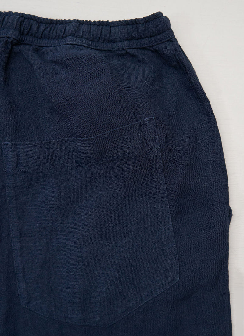 Reworn Linen Pull On Trousers Size XXS (1641) | Midnight