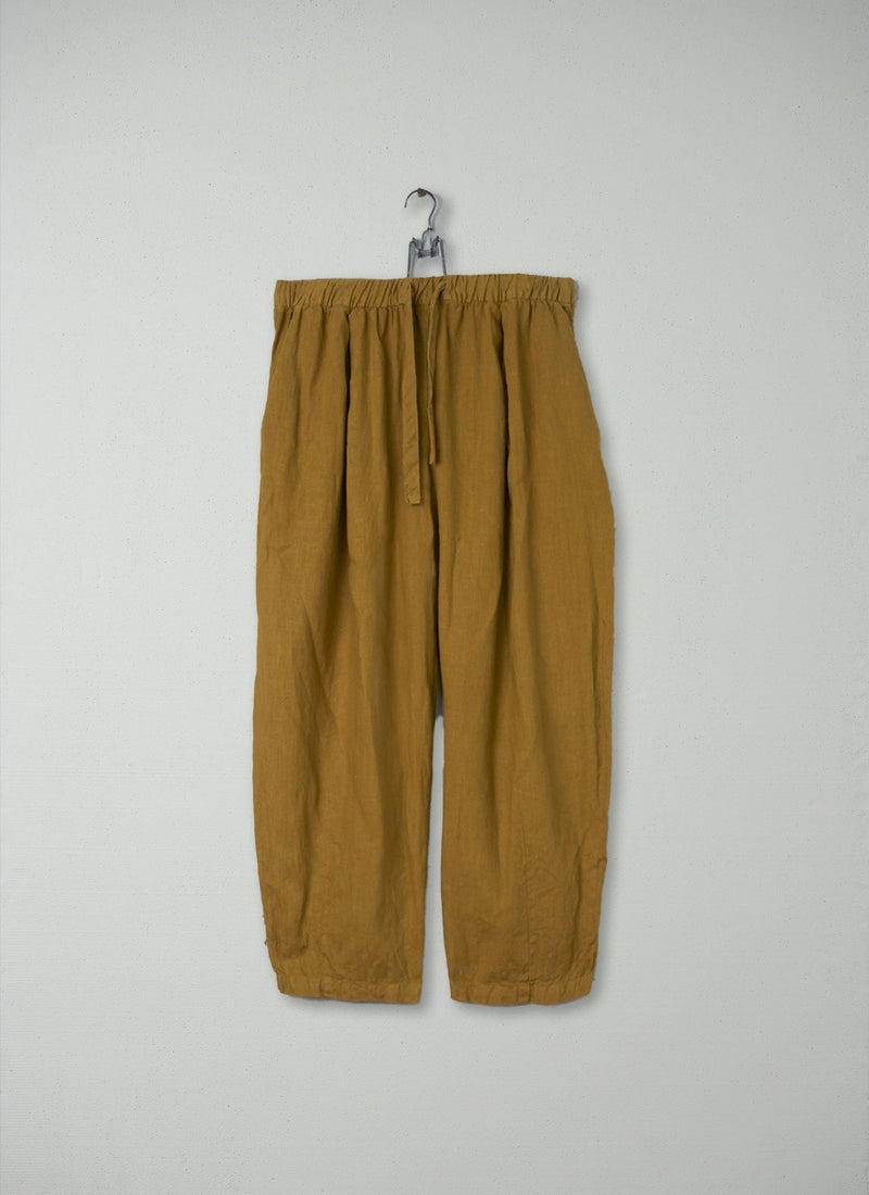 Reworn Linen Balloon Trousers Size L (141) | Fenugreek