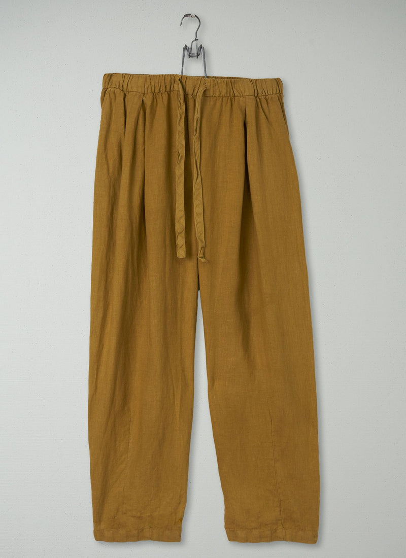 Reworn Linen Balloon Trousers Size M (228) | Fenugreek