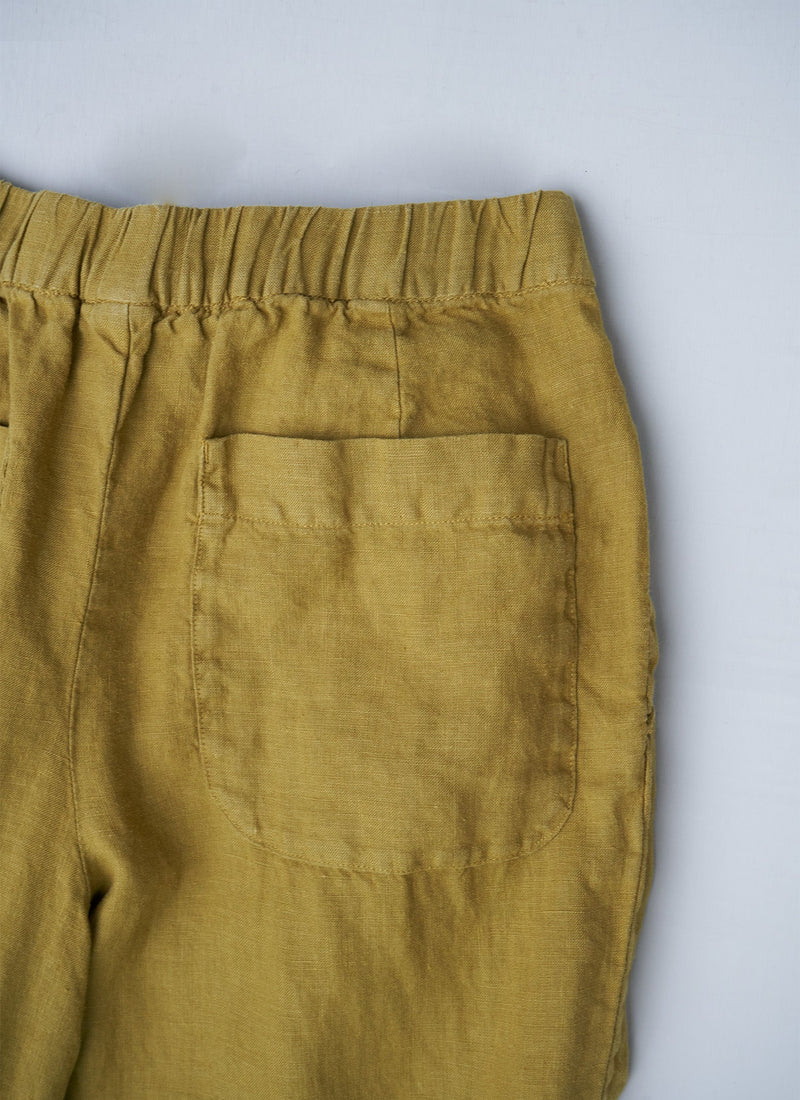 Reworn Linen Balloon Trousers Size S (233) | Fenugreek