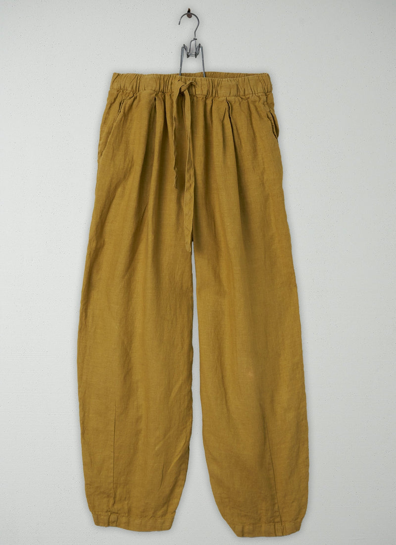 Reworn Linen Balloon Trousers Size S (233) | Fenugreek