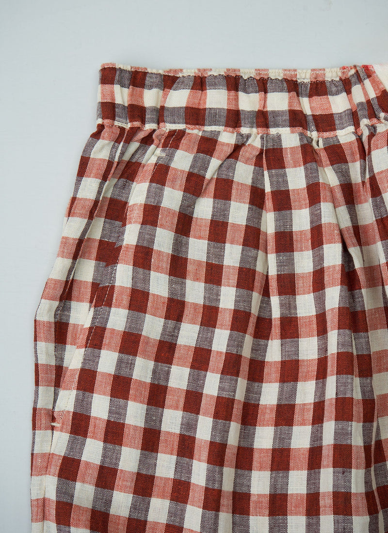 Reworn Gingham Linen Trousers Size L (122) | Multi