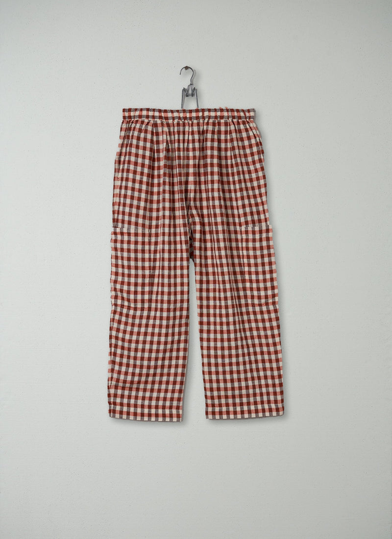 Reworn Gingham Linen Trousers Size L (122) | Multi