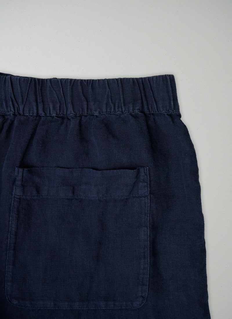 Reworn Linen Shorts Size L (243) | Midnight